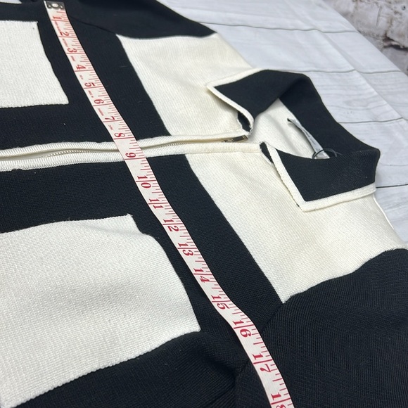 ZARA Knit Black & White Colorblock Zip-Up Jacket Size M - Picture 6 of 8